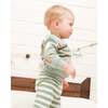 Sly Little Fox Print Top & Striped Pants Set, Sage Green - Mixed Apparel Set - 2