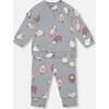 Sheep Print Top & Pants Set, Blue Grey - Mixed Apparel Set - 3