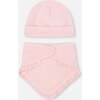 Little Heart Of Wool Ball Hat & Bib Set, Powder Pink - Hats - 2