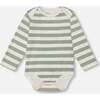 Stripe Onesie & Little Fox Print Overall Set, Sage Green - Mixed Apparel Set - 3