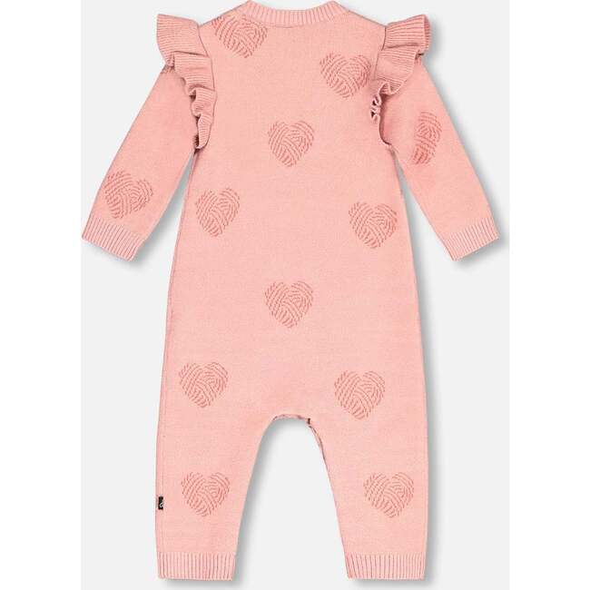 Little Heart Of Wool Knit Jumpsuit, Powder Pink - Rompers - 3