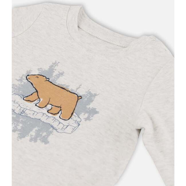 Bear Top & Little Mountain Print Pants Set, Oatmeal & French Navy - Mixed Apparel Set - 3