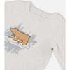 Bear Top & Little Mountain Print Pants Set, Oatmeal & French Navy - Mixed Apparel Set - 3