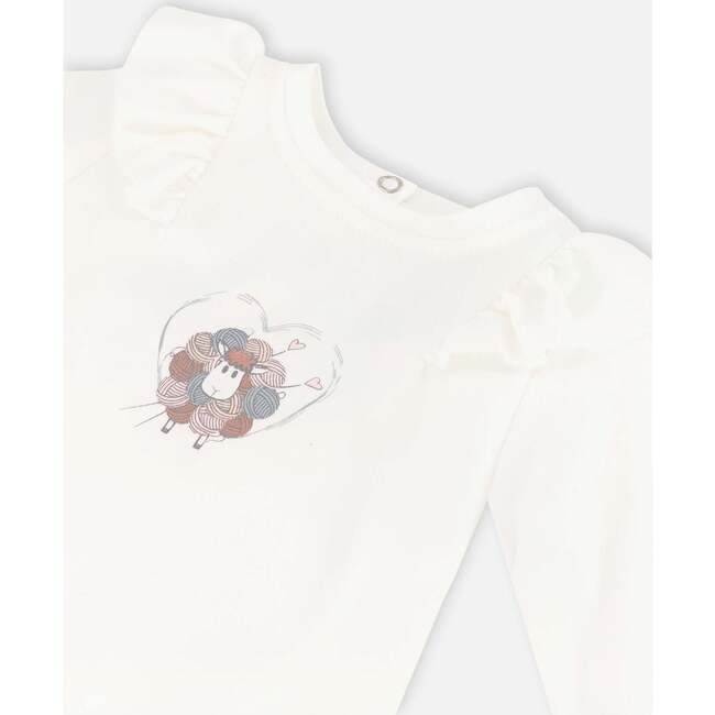 Sheep Print Onesie & Overall Set, White & Powder Pink - Mixed Apparel Set - 3