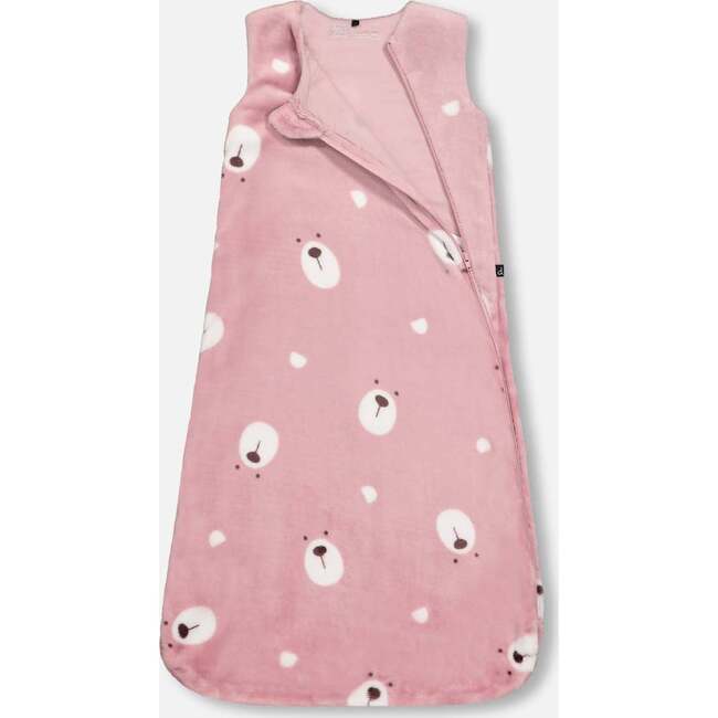 Bear Print Plush Sleep Sack, Mauve - Pajamas - 2