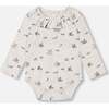 Little House Print Onesie & Suspender Pant Set, Mauve & Beige - Mixed Apparel Set - 3