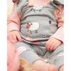 Sheep Print Onesie & Overall Set, Blue Grey & Powder Pink - Mixed Apparel Set - 3