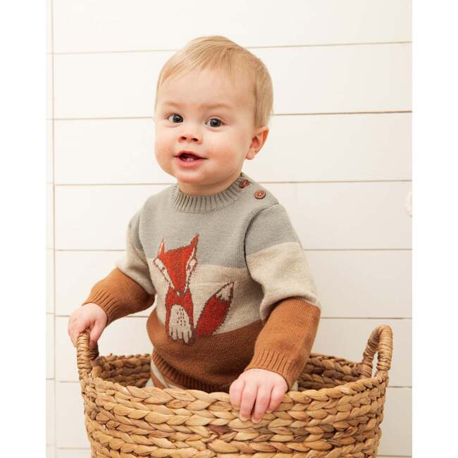 Color-Block Sweater & Striped Pant Set, Sage Green & Golden Yellow - Mixed Apparel Set - 2