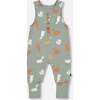Stripe Onesie & Little Fox Print Overall Set, Sage Green - Mixed Apparel Set - 4