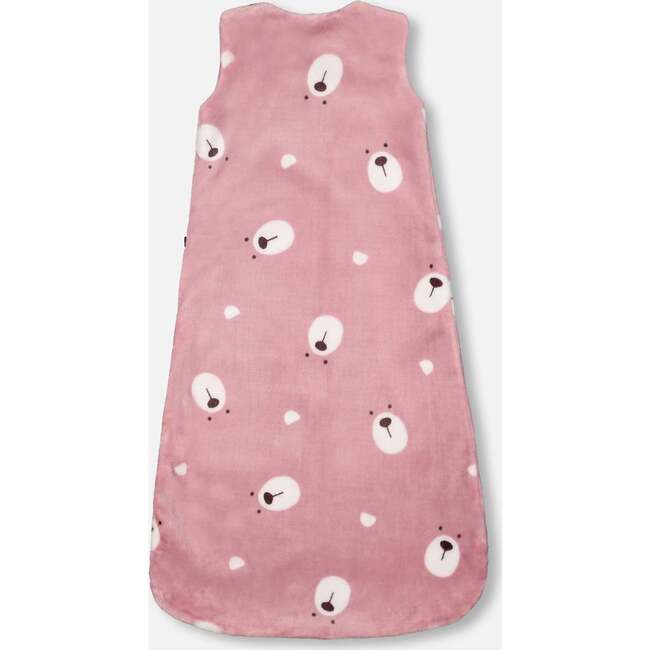 Bear Print Plush Sleep Sack, Mauve - Pajamas - 3