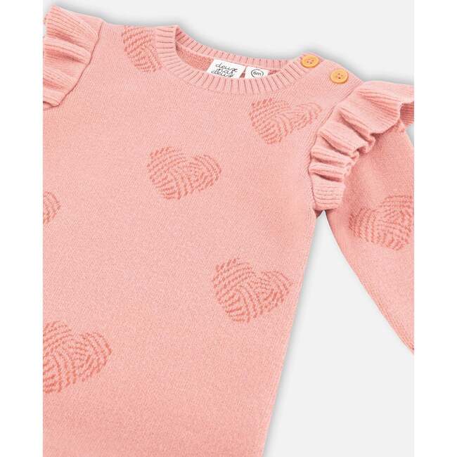 Little Heart Of Wool Knit Jumpsuit, Powder Pink - Rompers - 4