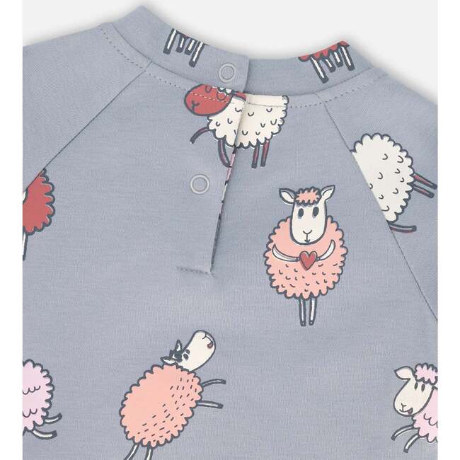 Sheep Print Top & Pants Set, Blue Grey - Mixed Apparel Set - 4