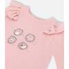 Sheep Print Top & Pant Set, Powder Pink & Blue Grey - Mixed Apparel Set - 4
