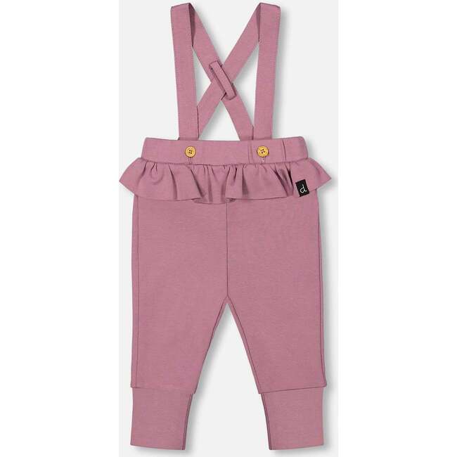 Little House Print Onesie & Suspender Pant Set, Mauve & Beige - Mixed Apparel Set - 4