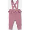Little House Print Onesie & Suspender Pant Set, Mauve & Beige - Mixed Apparel Set - 4
