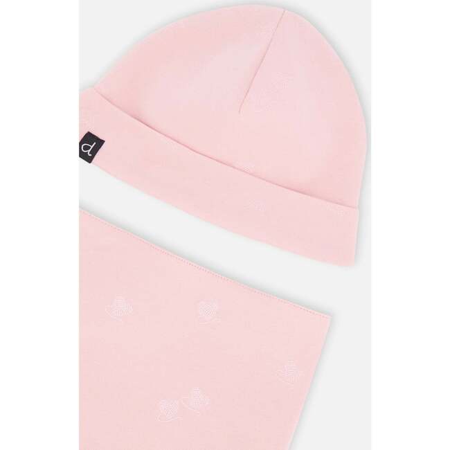 Little Heart Of Wool Ball Hat & Bib Set, Powder Pink - Hats - 3