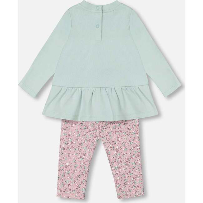 Tunic & Little Flowers Print Legging Set, Mint & Mauve - Mixed Apparel Set - 4