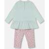 Tunic & Little Flowers Print Legging Set, Mint & Mauve - Mixed Apparel Set - 4