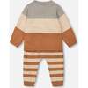 Color-Block Sweater & Striped Pant Set, Sage Green & Golden Yellow - Mixed Apparel Set - 3