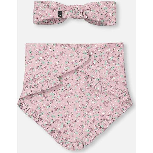 Little Flowers Print Headband & Bib, Mauve - Hair Accessories - 4