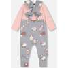 Sheep Print Onesie & Overall Set, Blue Grey & Powder Pink - Mixed Apparel Set - 4