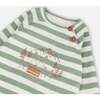 Striped Sly Little Fox Print Top & Pants Set, Sage Green & Mocha - Mixed Apparel Set - 4