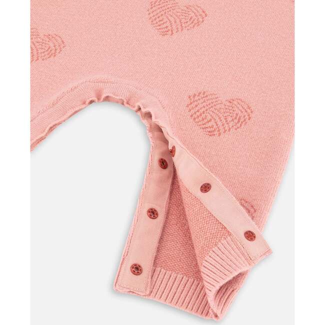 Little Heart Of Wool Knit Jumpsuit, Powder Pink - Rompers - 5