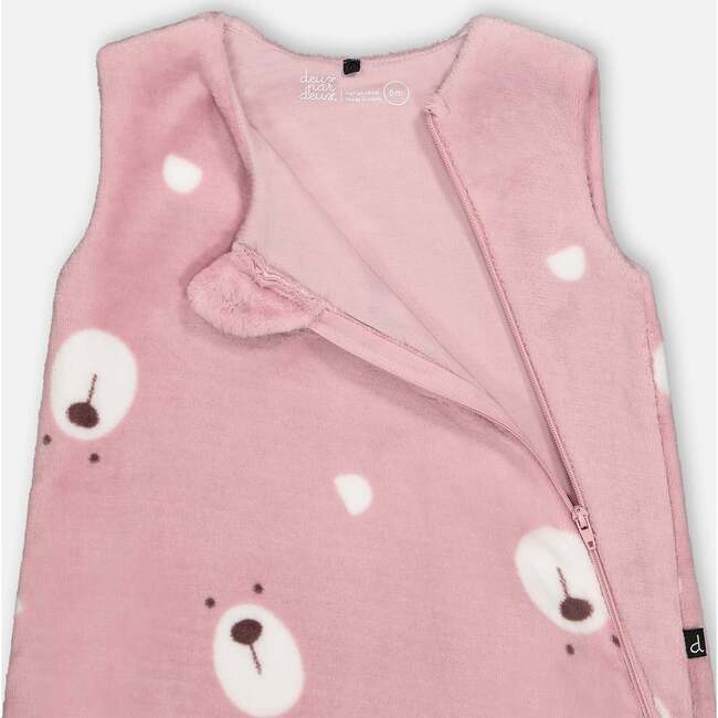 Bear Print Plush Sleep Sack, Mauve - Pajamas - 4