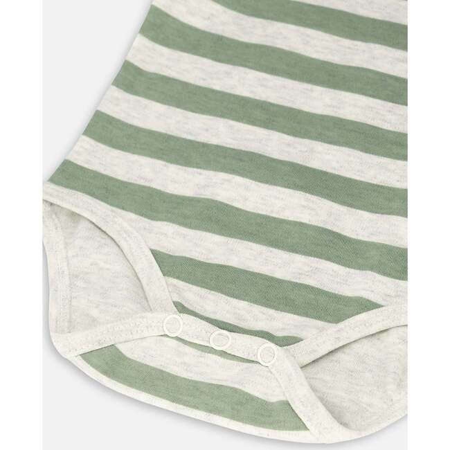 Stripe Onesie & Little Fox Print Overall Set, Sage Green - Mixed Apparel Set - 5