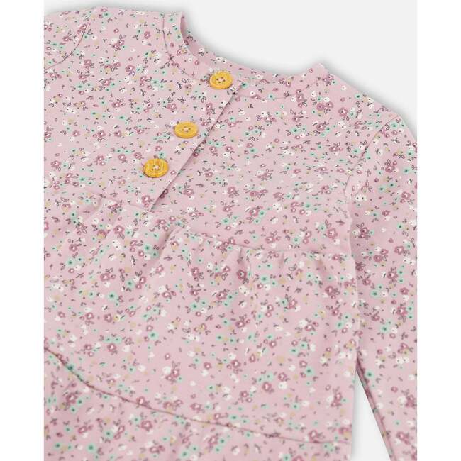 Little Flowers Print Long Tunic & Legging Set, Sage Green & Mauve - Mixed Apparel Set - 3