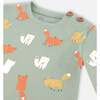 Sly Little Fox Print Top & Striped Pants Set, Sage Green - Mixed Apparel Set - 5