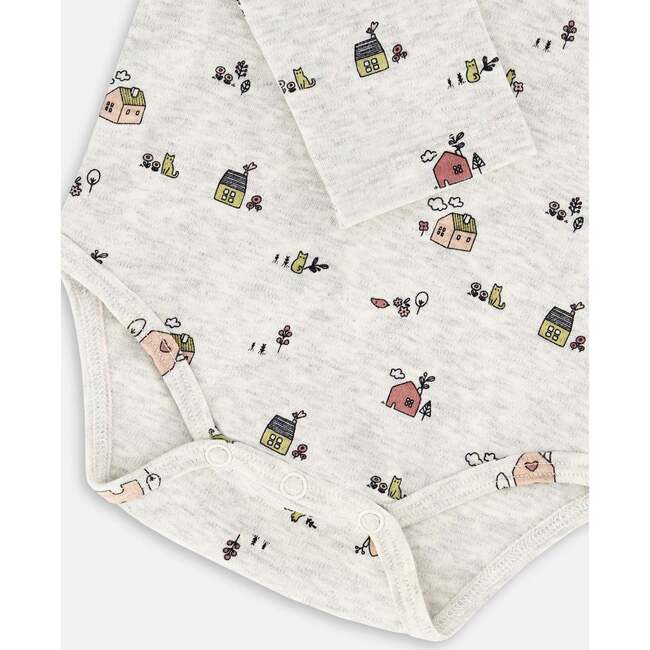 Little House Print Onesie & Suspender Pant Set, Mauve & Beige - Mixed Apparel Set - 5