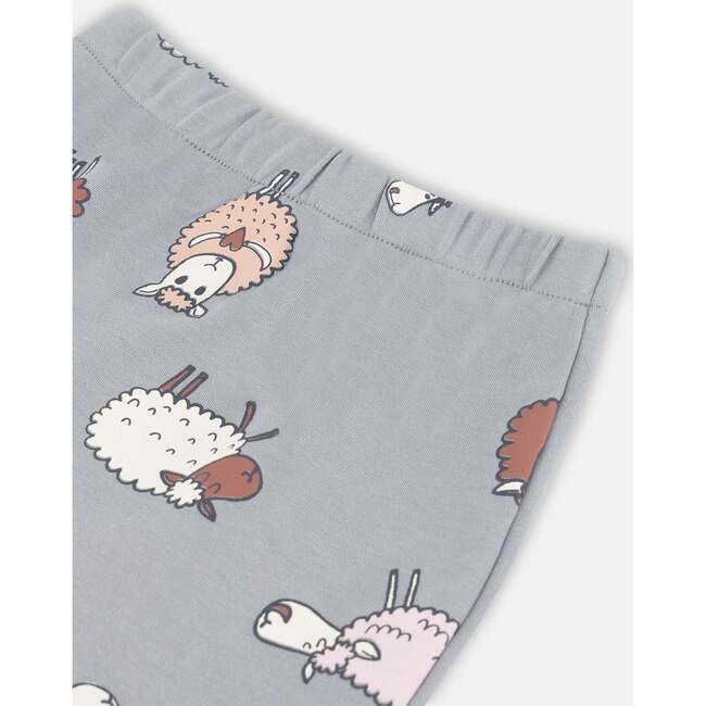 Sheep Print Top & Pant Set, Powder Pink & Blue Grey - Mixed Apparel Set - 5