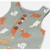 Stripe Onesie & Little Fox Print Overall Set, Sage Green - Mixed Apparel Set - 6