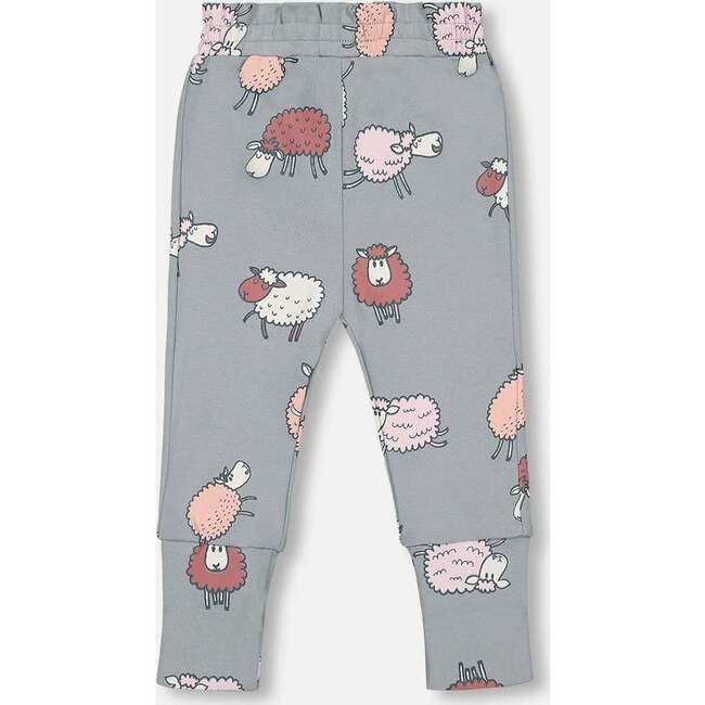 Sheep Print Top & Pants Set, Blue Grey - Mixed Apparel Set - 6