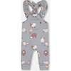 Sheep Print Onesie & Overall Set, Blue Grey & Powder Pink - Mixed Apparel Set - 6
