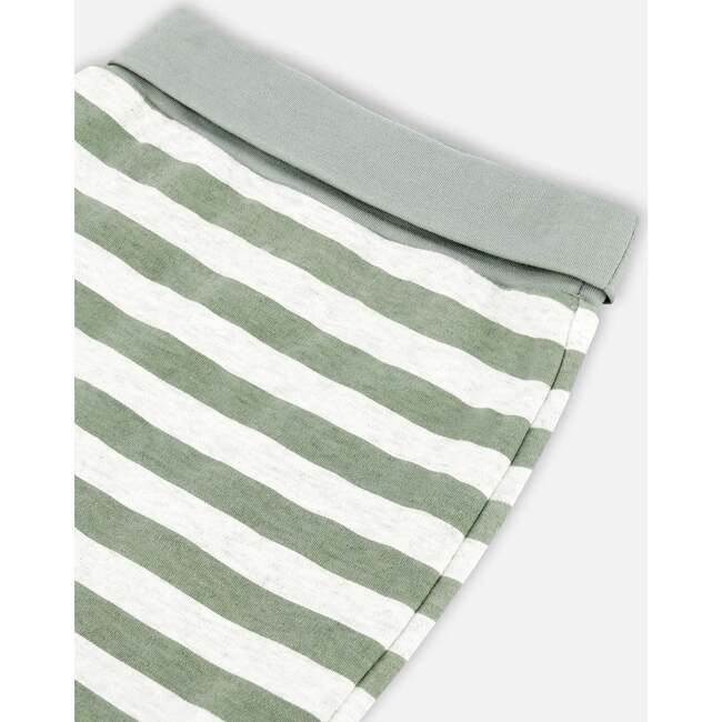 Sly Little Fox Print Top & Striped Pants Set, Sage Green - Mixed Apparel Set - 6