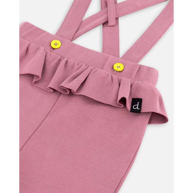 Little House Print Onesie & Suspender Pant Set, Mauve & Beige - Mixed Apparel Set - 6