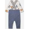 Bear Onesie & Little Mountains Print Overall Set, French Navy - Mixed Apparel Set - 2