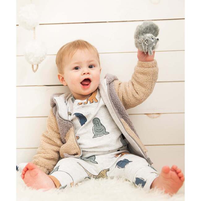 Artic Friends Print Top & Pants Set, Oatmeal - Mixed Apparel Set - 2