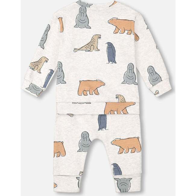 Artic Friends Print Top & Pants Set, Oatmeal - Mixed Apparel Set - 3