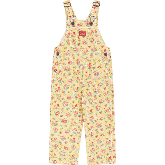 The Heart And The Bottle Floral Print Corduroy Overalls, Yellow