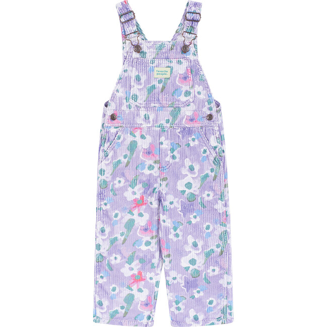 Mary Poppins Floral Print Corduroy Overalls, Purple