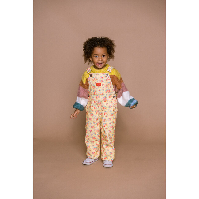 The Heart And The Bottle Floral Print Corduroy Overalls, Yellow