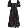 Women's Matilda Dress, Black Ikat Floral Taffeta - Dresses - 1 - thumbnail