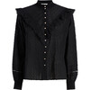 Women's Amira Top, Black Linear Clip Dot - Blouses - 1 - thumbnail
