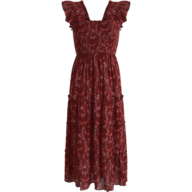 Women's Ellie Nap Dress, Garnet Charm Scallop Crinkle Chiffon
