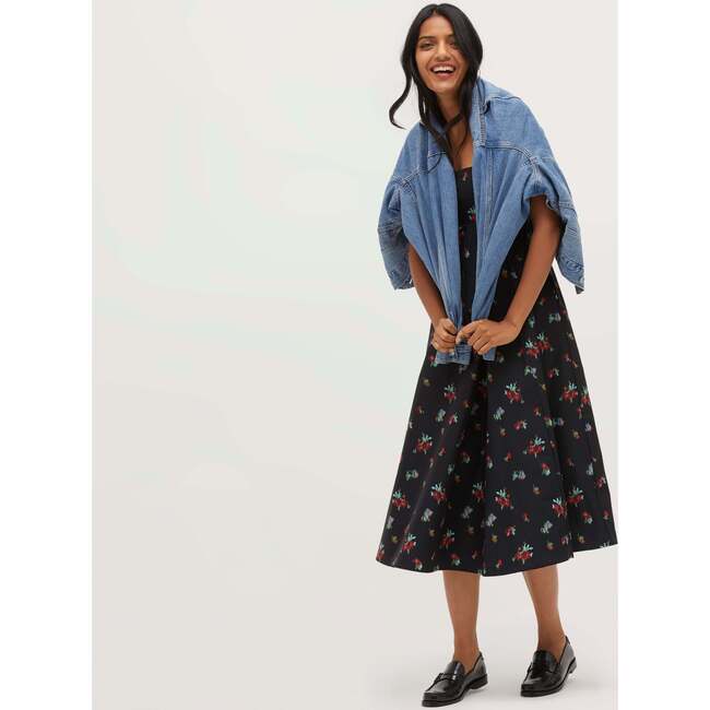 Women's Matilda Dress, Black Ikat Floral Taffeta - Dresses - 2