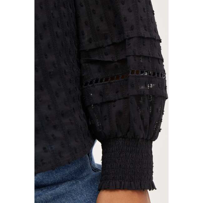 Women's Amira Top, Black Linear Clip Dot - Blouses - 2