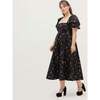 Women's Matilda Dress, Black Ikat Floral Taffeta - Dresses - 4
